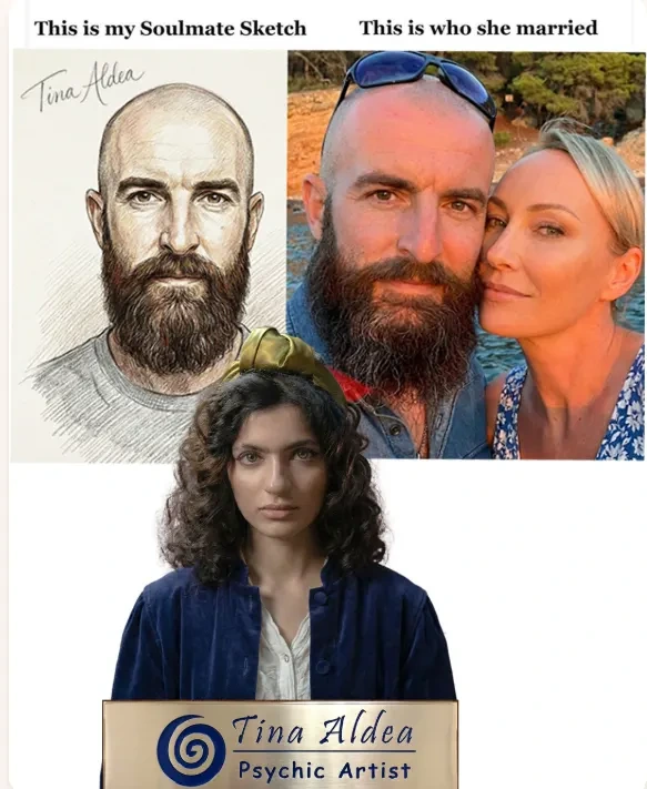Supplied Tina Aldea promotional sketch and portrait comparison